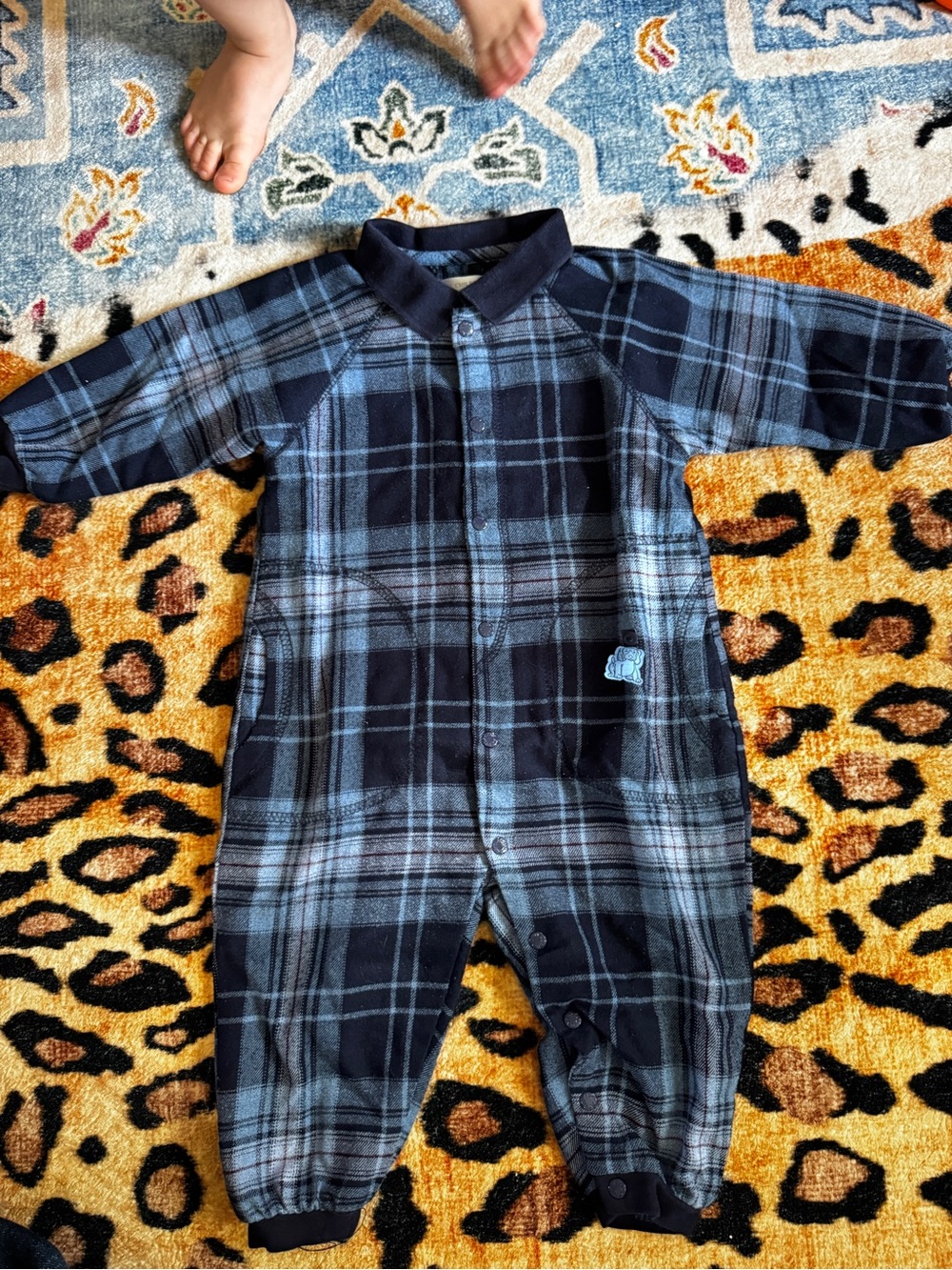 Baby Boy One-Piece Navy Plaid Jumper